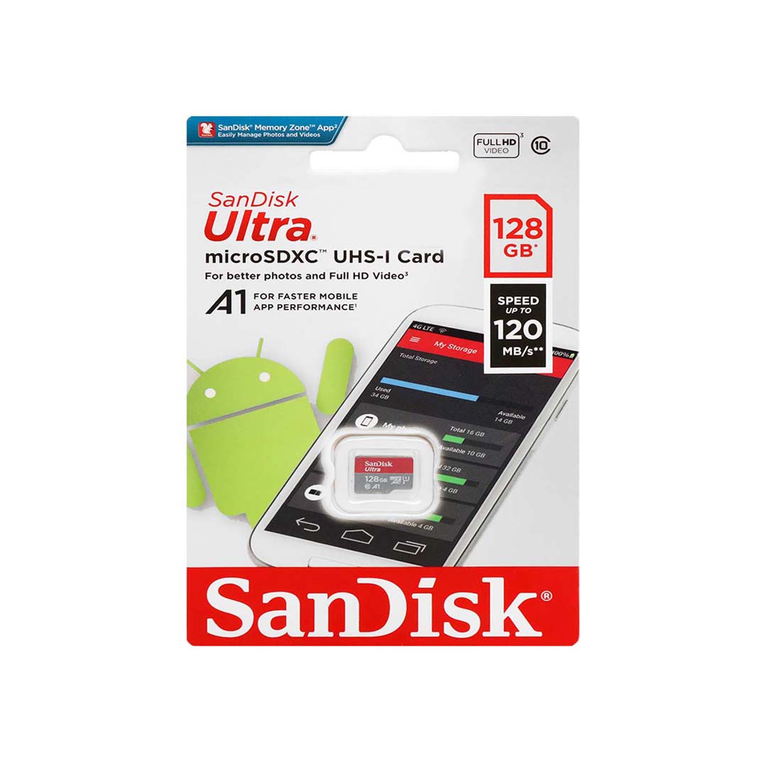 SanDisk 128GB 120mb/s A1 Ultra UHS-I microSDHC Memory Card