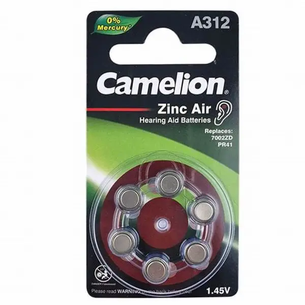 باتری سمعک مدل A312 ولتاژ 1.4 ولت 280 میلی آمپر کملیون Camelion